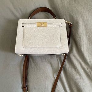 Coach mini Lane with top handle in colorblock (white and brown)